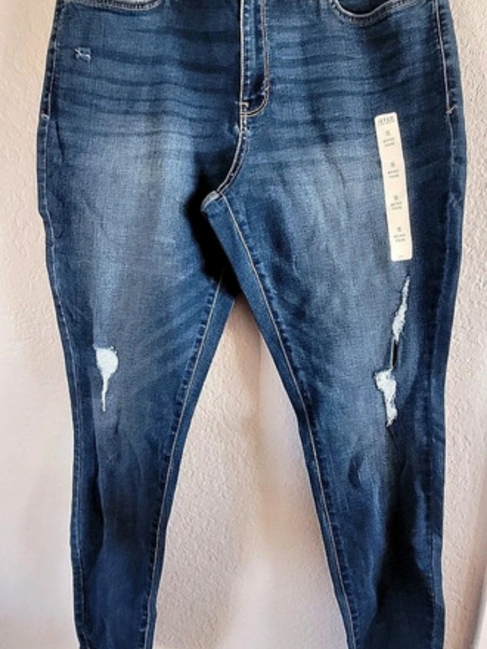 ana Distressed Skinny Jeans in Blue Waist 16W